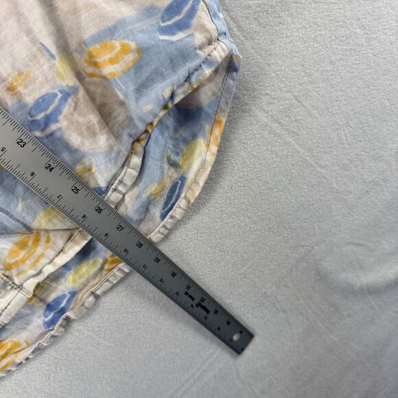 Tommy Bahama Shirt Men's Small Blue Beige Geometric Abstract 100% Linen Summer - Picture 3 of 8